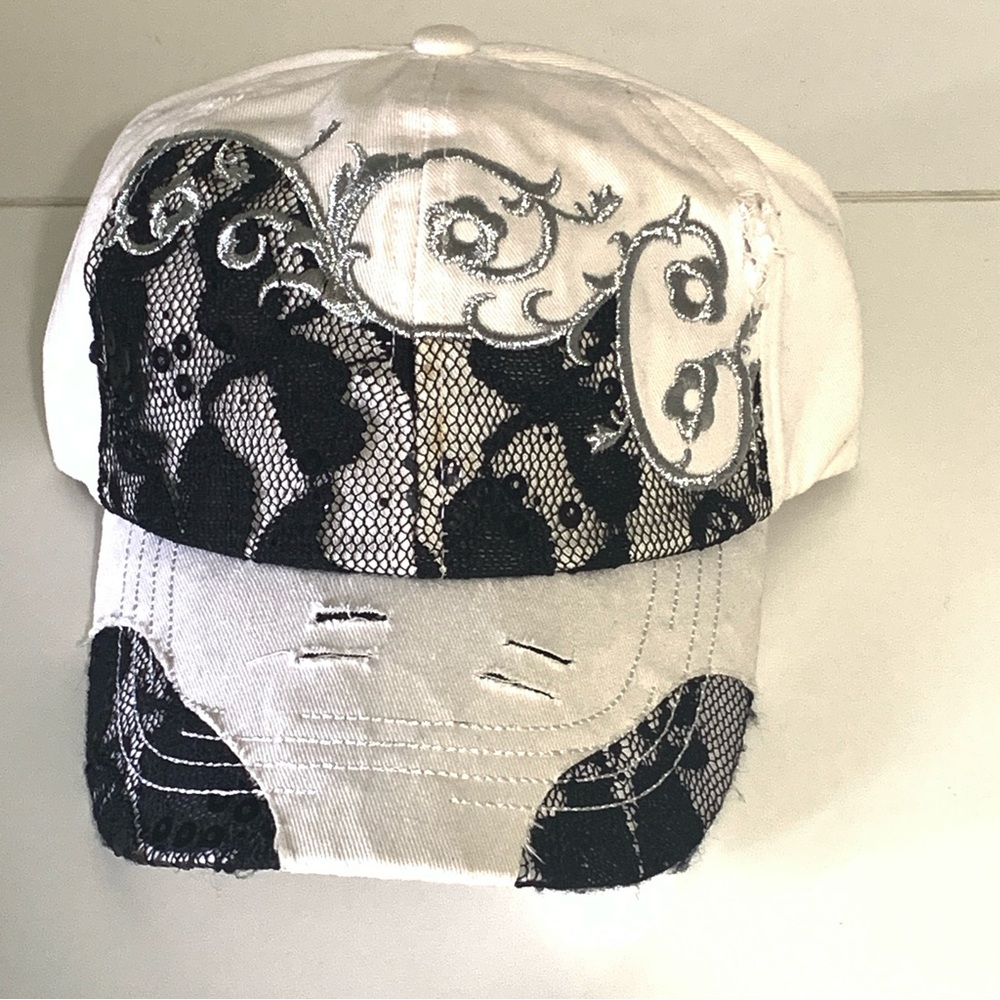 KB Ethos White Black Distressed Hat Cap W
